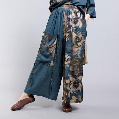 Irregular Design Floral Printed Two Piece Suit