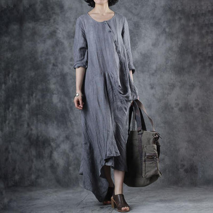 Irregular Design Oblique Single Breasted Dress
