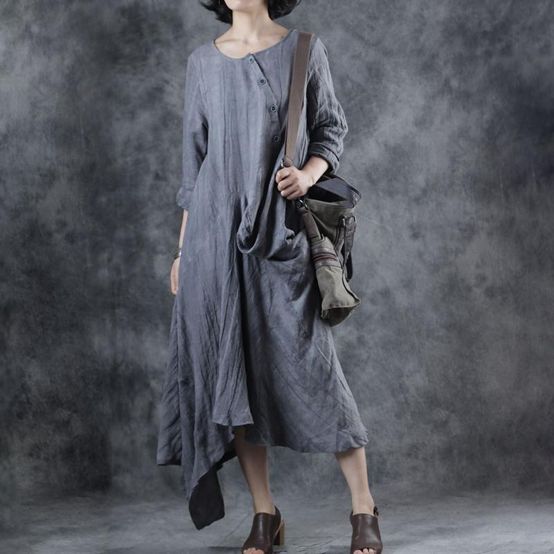 Irregular Design Oblique Single Breasted Dress