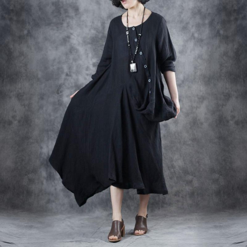 Irregular Design Oblique Single Breasted Dress