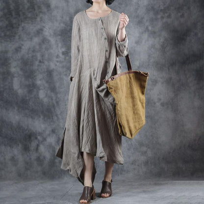 Irregular Design Oblique Single Breasted Dress