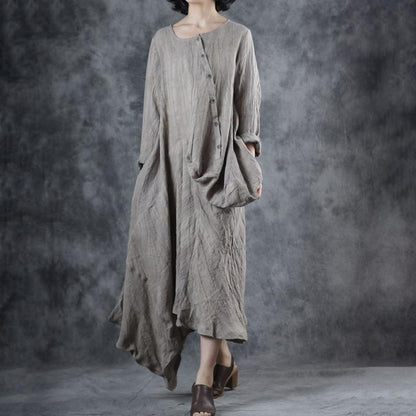 Irregular Design Oblique Single Breasted Dress
