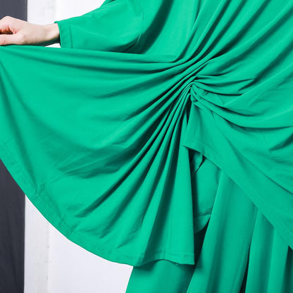 Irregular Design Pleated Solid Color T-Shirt
