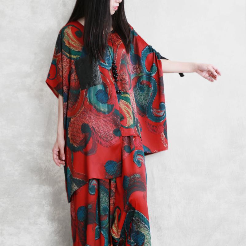Irregular Design Printed Drawstring Two Piece Suit