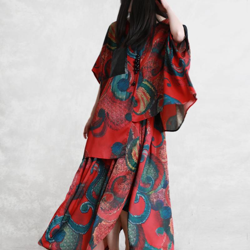 Irregular Design Printed Drawstring Two Piece Suit