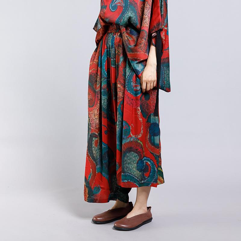 Irregular Design Printed Drawstring Two Piece Suit