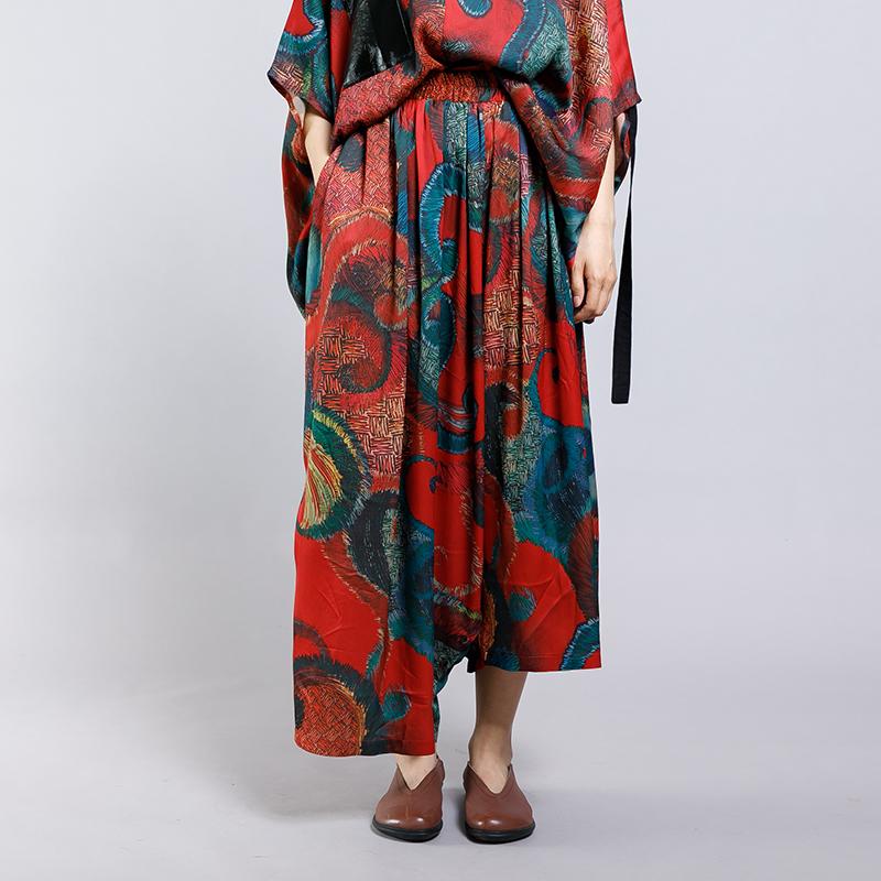 Irregular Design Printed Drawstring Two Piece Suit