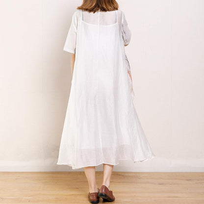 Irregular Design Printed Pleated Midi Dress