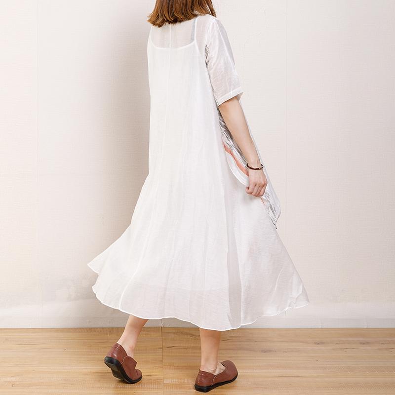 Irregular Design Printed Pleated Midi Dress