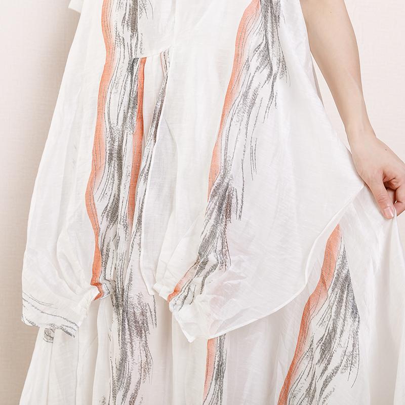 Irregular Design Printed Pleated Midi Dress