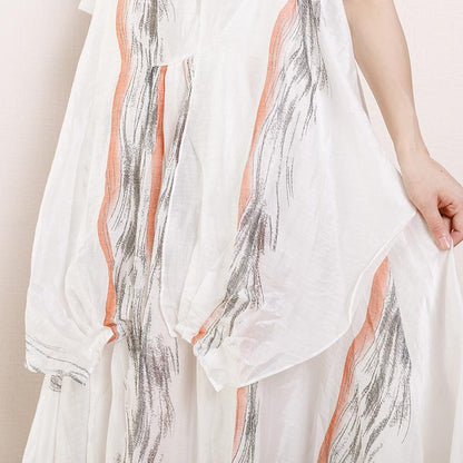 Irregular Design Printed Pleated Midi Dress