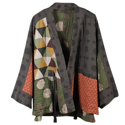 Irregular Geometric Pattern Stitching Retro Coat