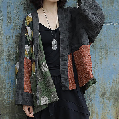 Irregular Geometric Pattern Stitching Retro Coat