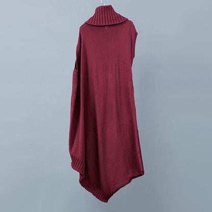 Irregular Hem Design Elegant Turtleneck Sweater