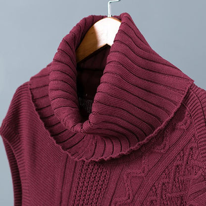 Irregular Hem Design Elegant Turtleneck Sweater