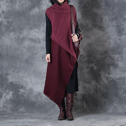 Irregular Hem Design Elegant Turtleneck Sweater