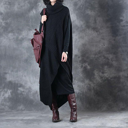 Irregular Hem Design Elegant Turtleneck Sweater