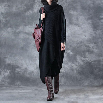Irregular Hem Design Elegant Turtleneck Sweater