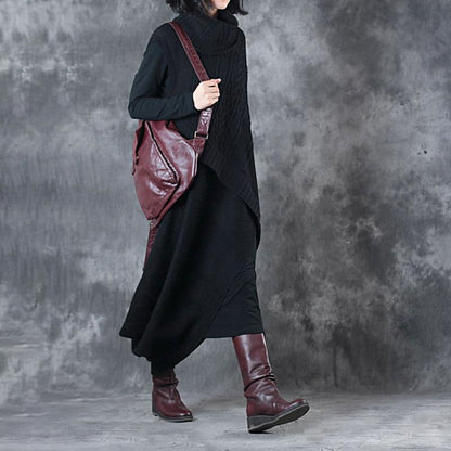 Irregular Hem Design Elegant Turtleneck Sweater