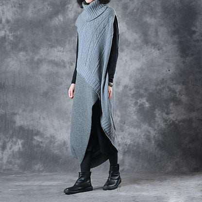 Irregular Hem Design Elegant Turtleneck Sweater