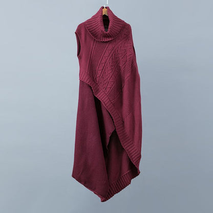 Irregular Hem Design Elegant Turtleneck Sweater