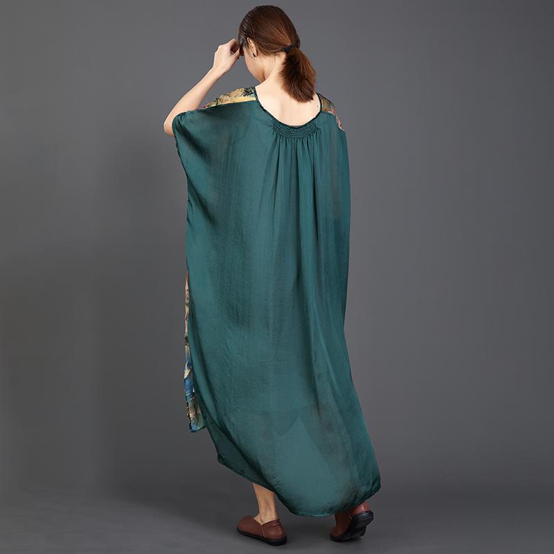 Irregular Hem Floral Printed Silky Dress