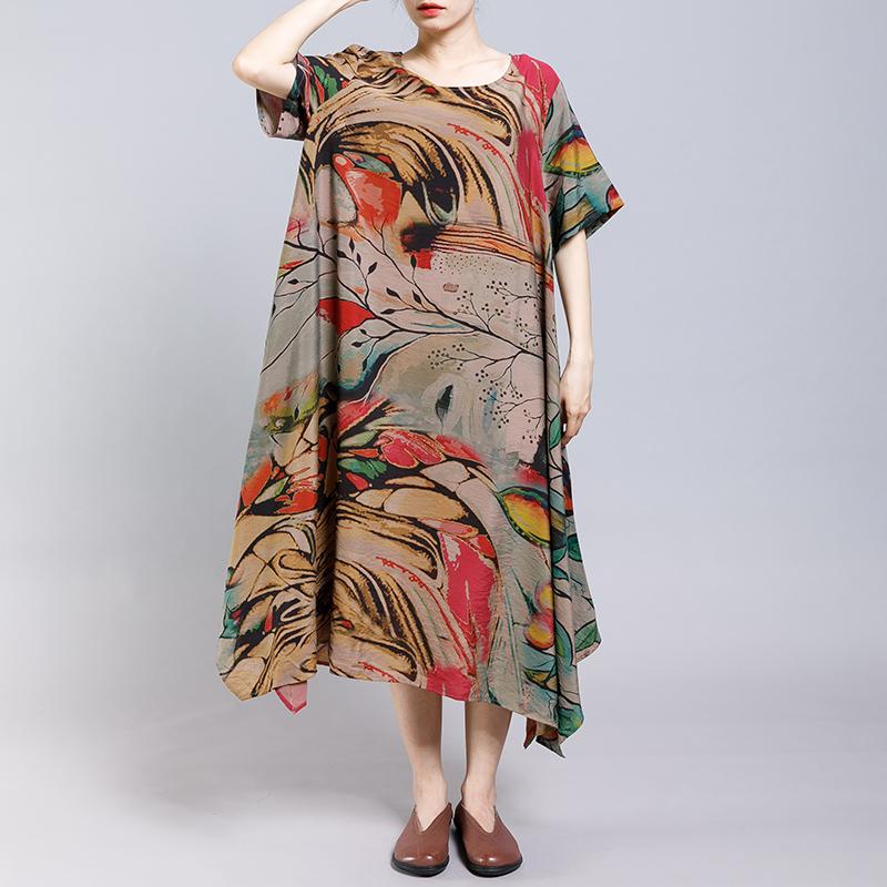 Irregular Hem Printed Loose Casual Dress