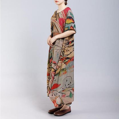 Irregular Hem Printed Loose Casual Dress