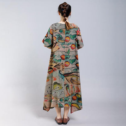 Irregular Hem Printed Loose Casual Dress