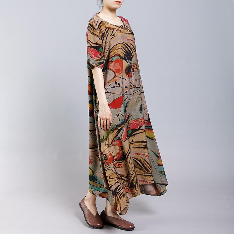 Irregular Hem Printed Loose Casual Dress