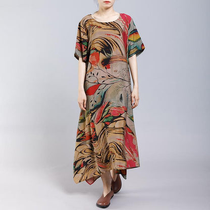 Irregular Hem Printed Loose Casual Dress