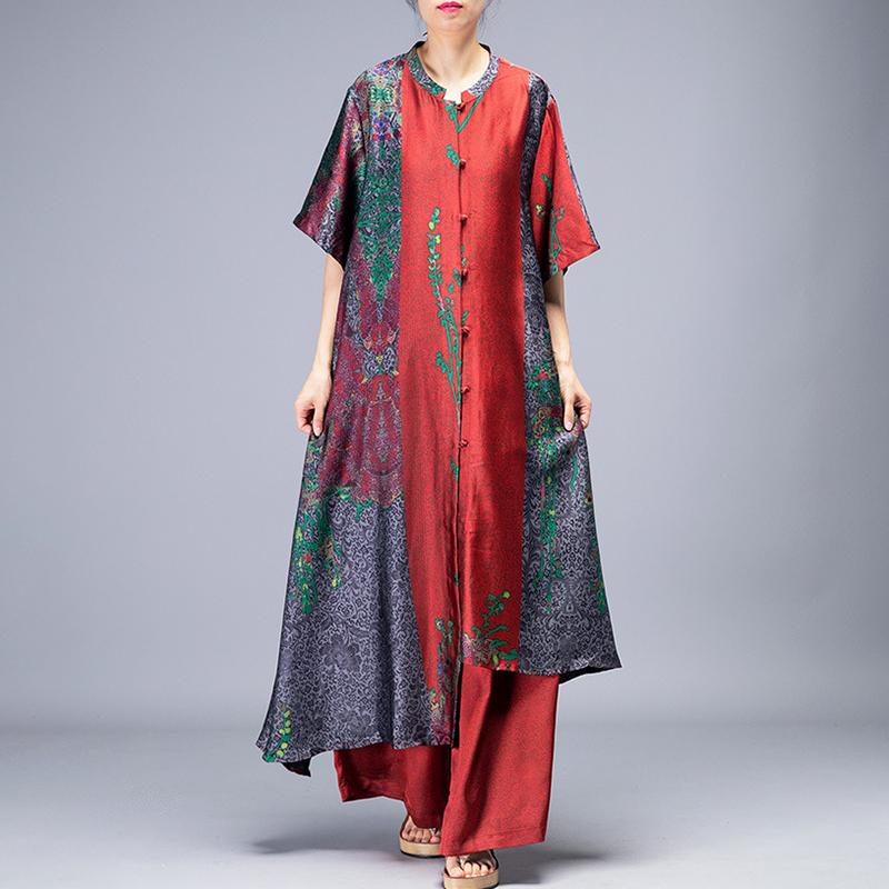 Irregular Hem Printed Two Piece Suit