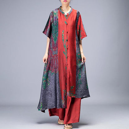 Irregular Hem Printed Two Piece Suit