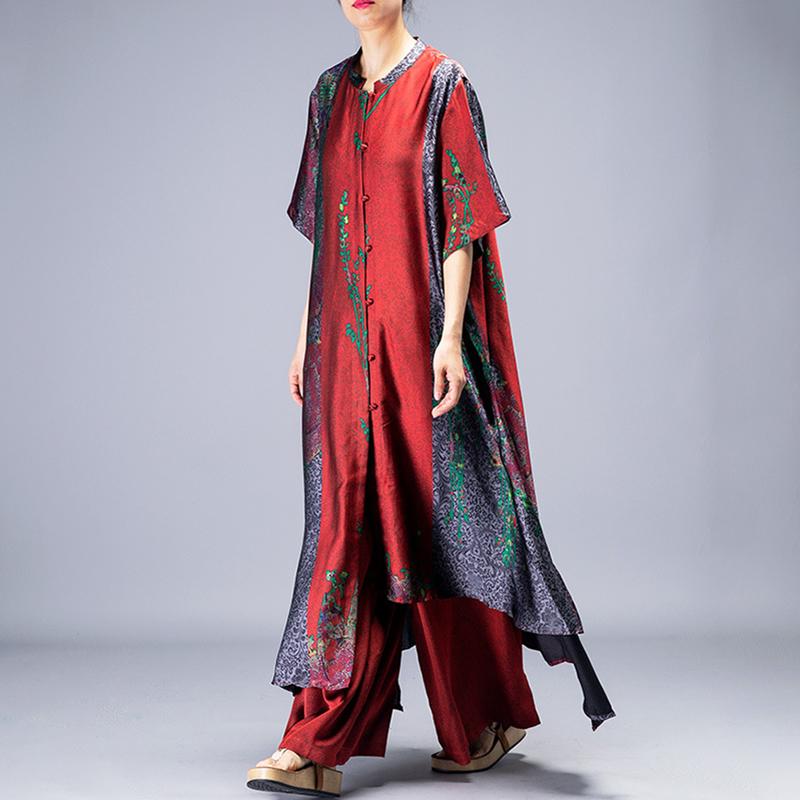 Irregular Hem Printed Two Piece Suit