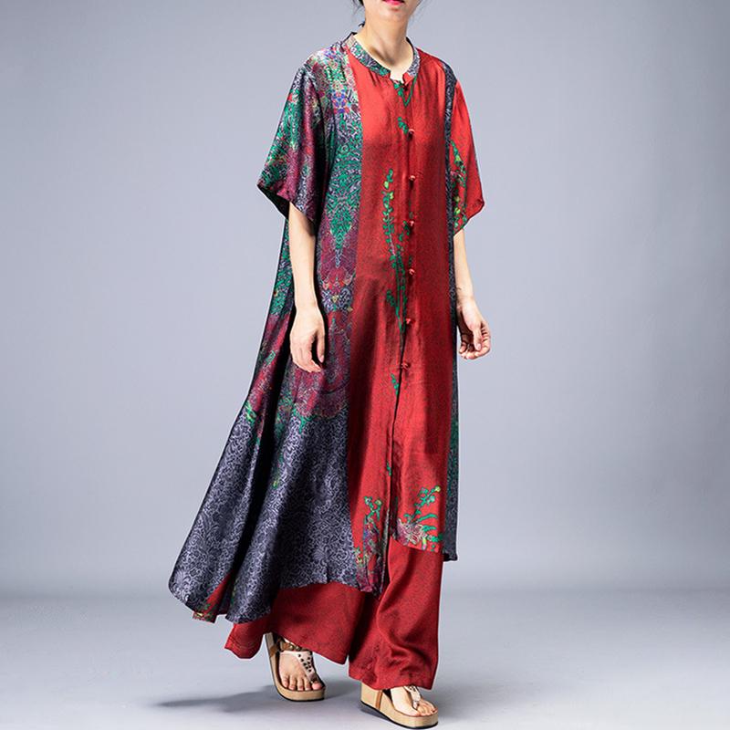 Irregular Hem Printed Two Piece Suit