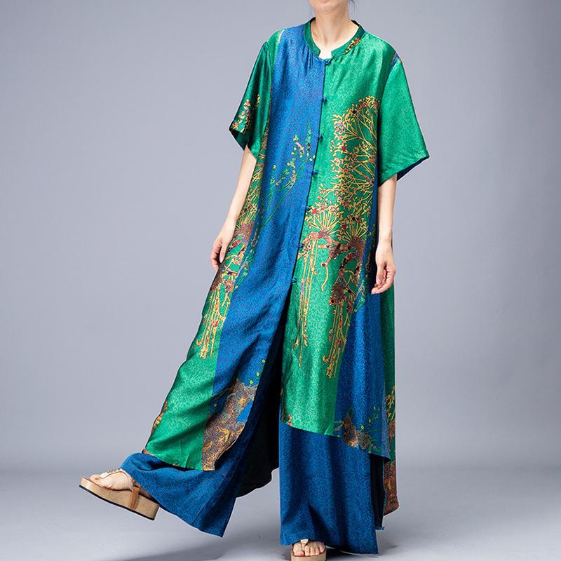 Irregular Hem Printed Two Piece Suit