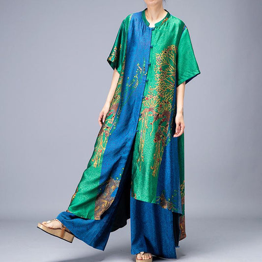 Irregular Hem Printed Two Piece Suit