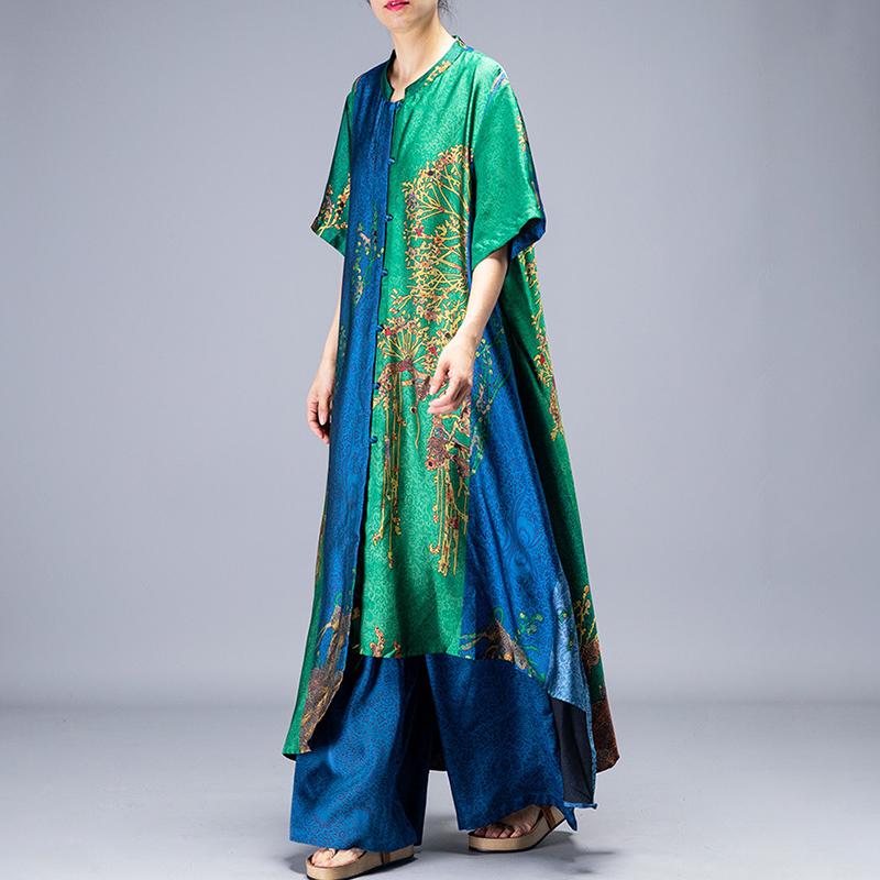 Irregular Hem Printed Two Piece Suit