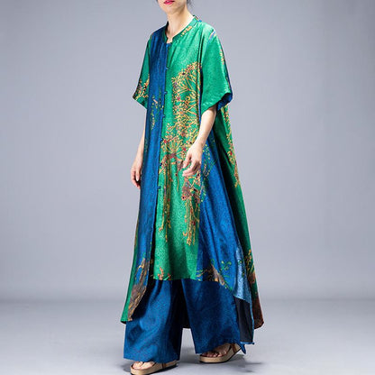 Irregular Hem Printed Two Piece Suit