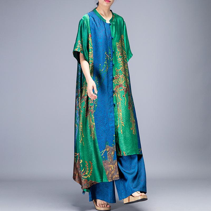 Irregular Hem Printed Two Piece Suit