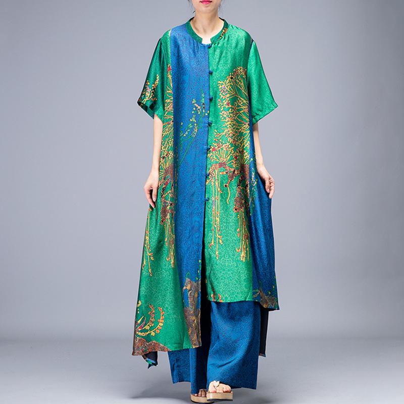 Irregular Hem Printed Two Piece Suit