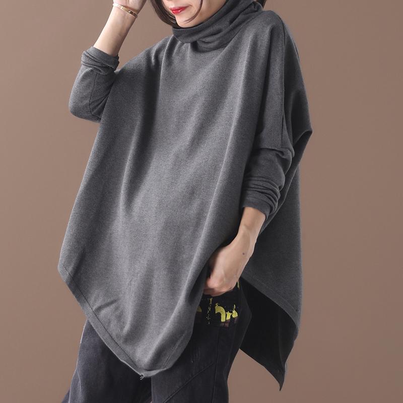Plus Size - Irregular Hem Solid Color Loose Sweatshirt