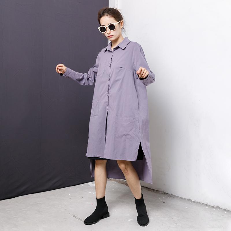 Irregular Pockets Solid Long Sleeve Polo Collar Top