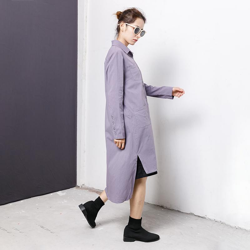 Irregular Pockets Solid Long Sleeve Polo Collar Top