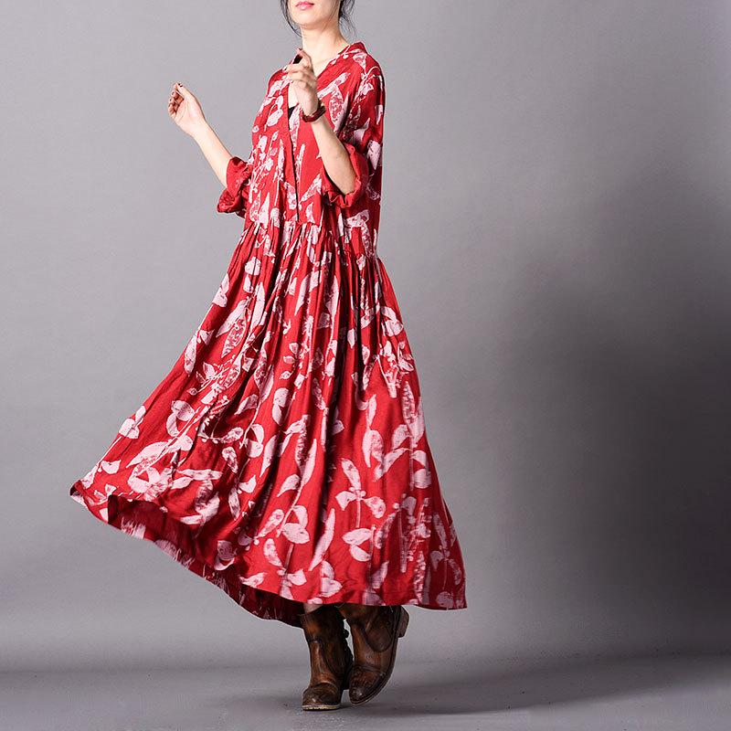 Irregular Print Loose Long Sleeve Dress