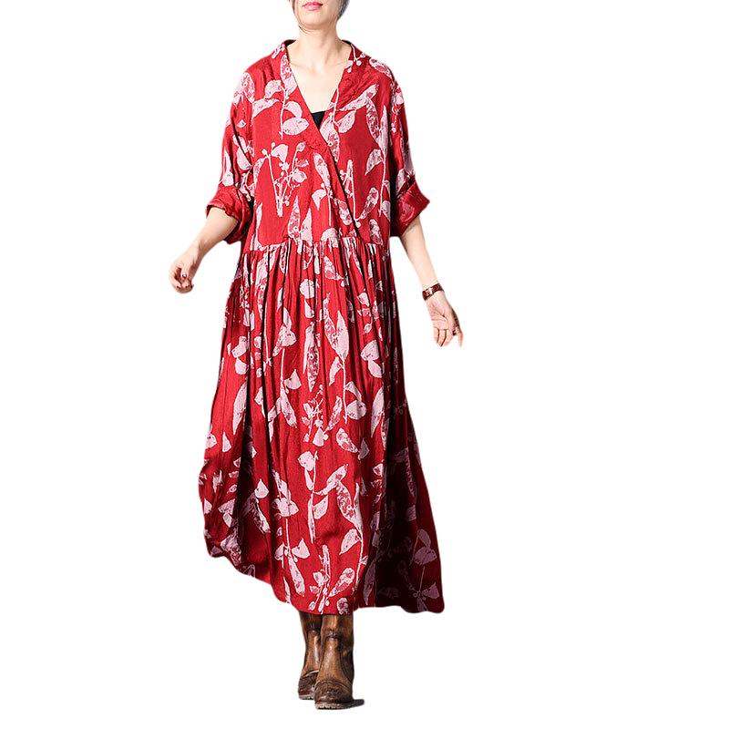 Irregular Print Loose Long Sleeve Dress