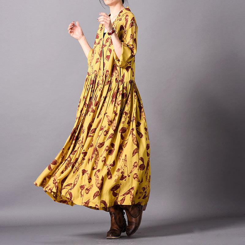 Irregular Print Loose Long Sleeve Dress