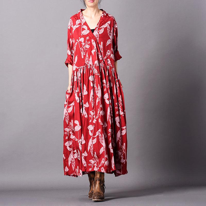 Irregular Print Loose Long Sleeve Dress