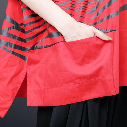 Irregular Stripes High Low Hem Casual T-Shirt