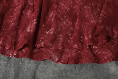 Irregular V-neck Red Short Sleeve Cotton Dress